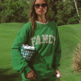 Oversized Terry Par Plaid Mockneck - Fairway Green