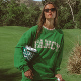 Oversized Terry Par Plaid Mockneck - Fairway Green