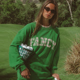 Oversized Terry Par Plaid Mockneck - Fairway Green