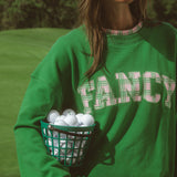 Oversized Terry Par Plaid Mockneck - Fairway Green