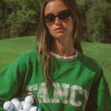 Oversized Terry Par Plaid Mockneck - Fairway Green