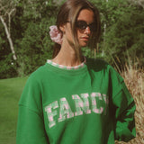 Oversized Terry Par Plaid Mockneck - Fairway Green