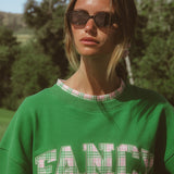 Oversized Terry Par Plaid Mockneck - Fairway Green