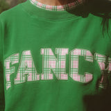 Oversized Terry Par Plaid Mockneck - Fairway Green