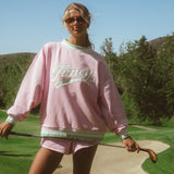 Oversized Terry Varsity Mockneck - Azalea Pink