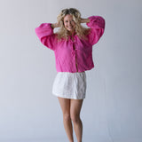 Zoey Tie Front Long Sleeve Top - Hot Pink