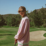 Oversized Terry Varsity Mockneck - Azalea Pink