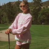 Oversized Terry Varsity Mockneck - Azalea Pink