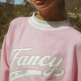 Oversized Terry Varsity Mockneck - Azalea Pink