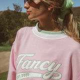 Oversized Terry Varsity Mockneck - Azalea Pink