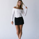 Malory Ruched Long Sleeve Top - Off White