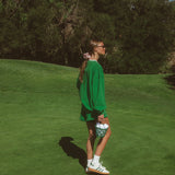 Oversized Terry Par Plaid Mockneck - Fairway Green