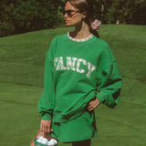 Oversized Terry Par Plaid Mockneck - Fairway Green
