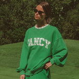 Oversized Terry Par Plaid Mockneck - Fairway Green
