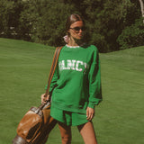 Oversized Terry Par Plaid Mockneck - Fairway Green