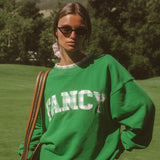 Oversized Terry Par Plaid Mockneck - Fairway Green
