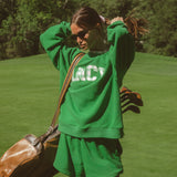 Oversized Terry Par Plaid Mockneck - Fairway Green