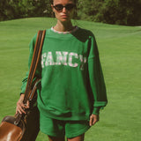 Oversized Terry Par Plaid Mockneck - Fairway Green