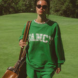 Oversized Terry Par Plaid Mockneck - Fairway Green