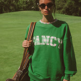 Oversized Terry Par Plaid Mockneck - Fairway Green