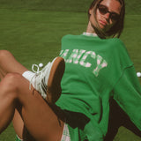 Oversized Terry Par Plaid Mockneck - Fairway Green