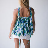 Tyla Bubble Scarf Top - Green/Blue