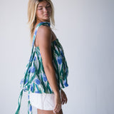 Tyla Bubble Scarf Top - Green/Blue