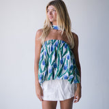 Tyla Bubble Scarf Top - Green/Blue