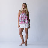 Whitney Bubble Scarf Top - White/Pink