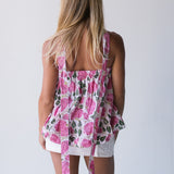 Whitney Bubble Scarf Top - White/Pink