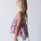 Whitney Bubble Scarf Top - White/Pink