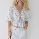 Lia Ditzy Floral Crop Top - Blue