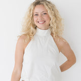 Bay Halter Bubble Hem Top - White