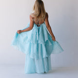 Camellia Floral Ruffle Maxi Dress - Aqua