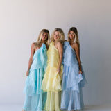 Camellia Floral Ruffle Maxi Dress - Aqua