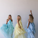 Camellia Floral Ruffle Maxi Dress - Aqua