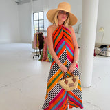 Hannah Halter Neck Maxi Dress - Multi Color