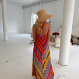 Hannah Halter Neck Maxi Dress - Multi Color