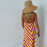 Cara Halter Neck Maxi Dress - Yellow/Pink