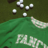 Oversized Terry Par Plaid Mockneck - Fairway Green