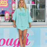 (PREORDER) Waffle Short Sleeve Mockneck - Turquoise