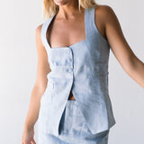 Kayla Linen Pants - Lt Blue