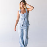Kayla Linen Pants - Lt Blue