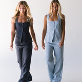 Taylor Linen Pants - Navy