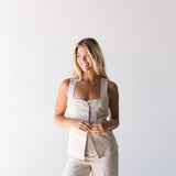 Olivia Linen Vest Top - Natural