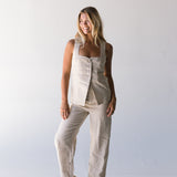 Olivia Linen Vest Top - Natural