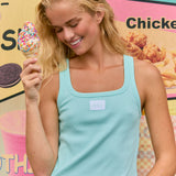 Ribbed Square Neck Tank - Spearmint