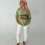 Victoria Fish Knit Sweater - Spring Green