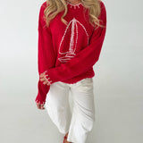 Sailboat Knit Sweater - Red