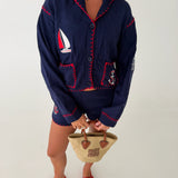 Amy Knit Cardigan Top - Navy